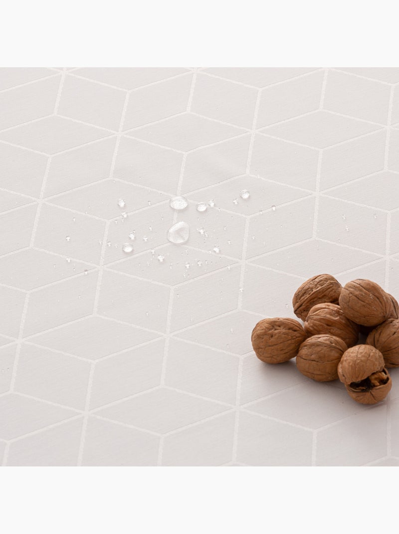 Mantel antimanchas con tejido texturizado, diseño geométrico -  Gamusi. Blanco - Kiabi