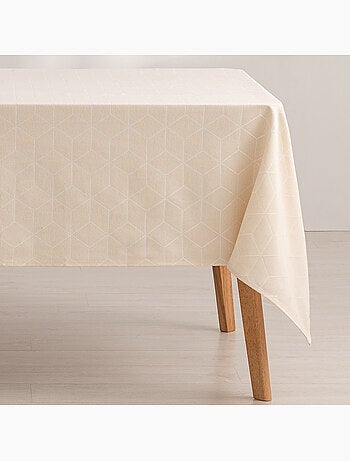 Mantel antimanchas con tejido texturizado, diseño geométrico - Gamusi.