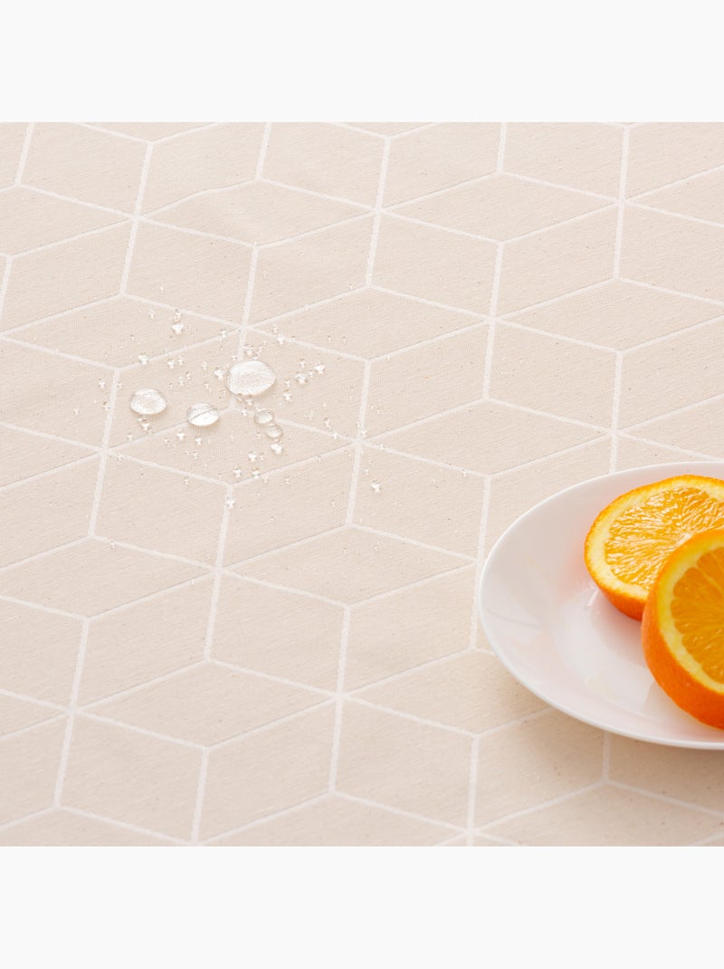 Mantel antimanchas con tejido texturizado, diseño geométrico -  Gamusi. Crudo - Kiabi