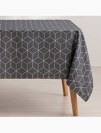 Mantel antimanchas con tejido texturizado, diseño geométrico - Gamusi.
