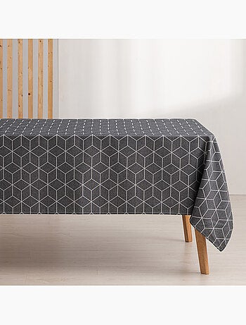 Mantel antimanchas con tejido texturizado, diseño geométrico - Gamusi.