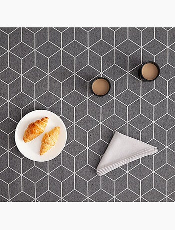 Mantel antimanchas con tejido texturizado, diseño geométrico - Gamusi.
