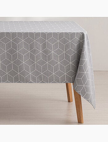 Mantel antimanchas con tejido texturizado, diseño geométrico - Gamusi.