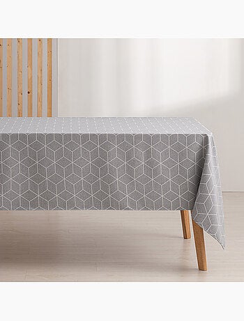 Mantel antimanchas con tejido texturizado, diseño geométrico - Gamusi.