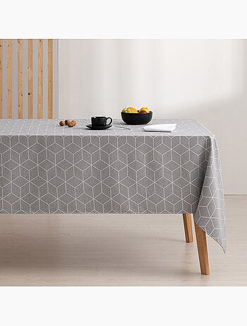Mantel antimanchas con tejido texturizado, diseño geométrico - Gamusi.