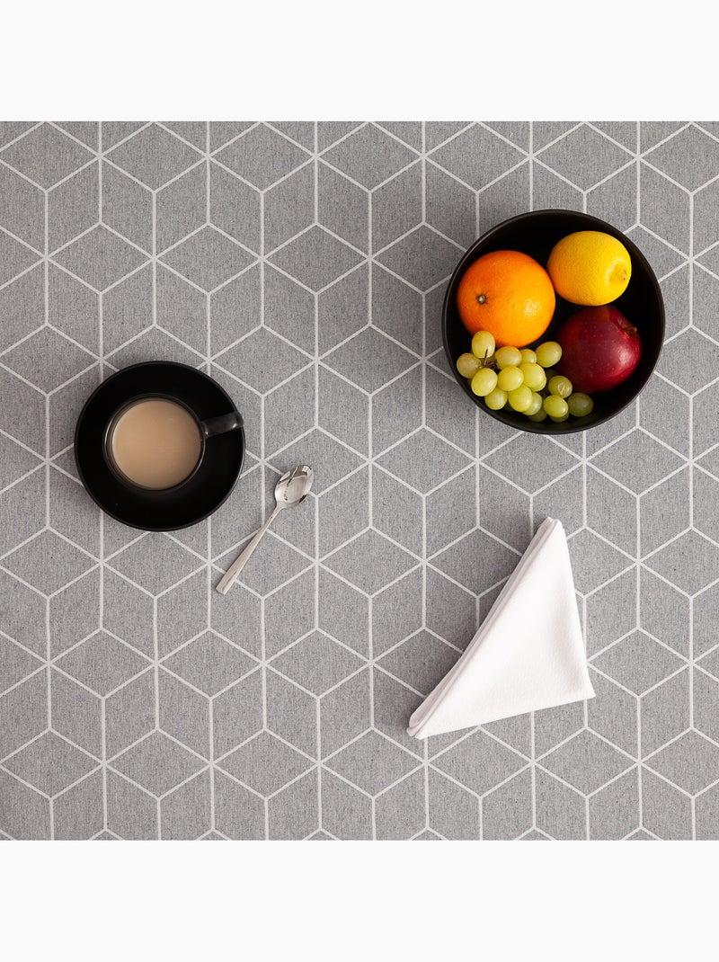 Mantel antimanchas con tejido texturizado, diseño geométrico -  Gamusi. Gris - Kiabi
