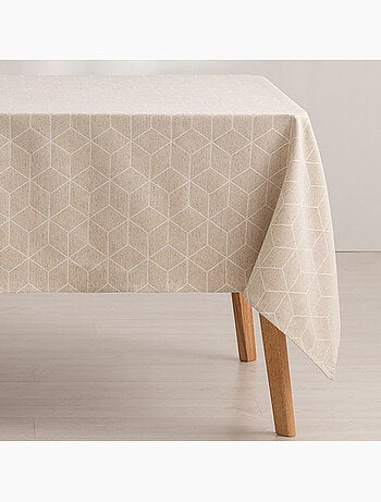 Mantel antimanchas con tejido texturizado, diseño geométrico - Gamusi.