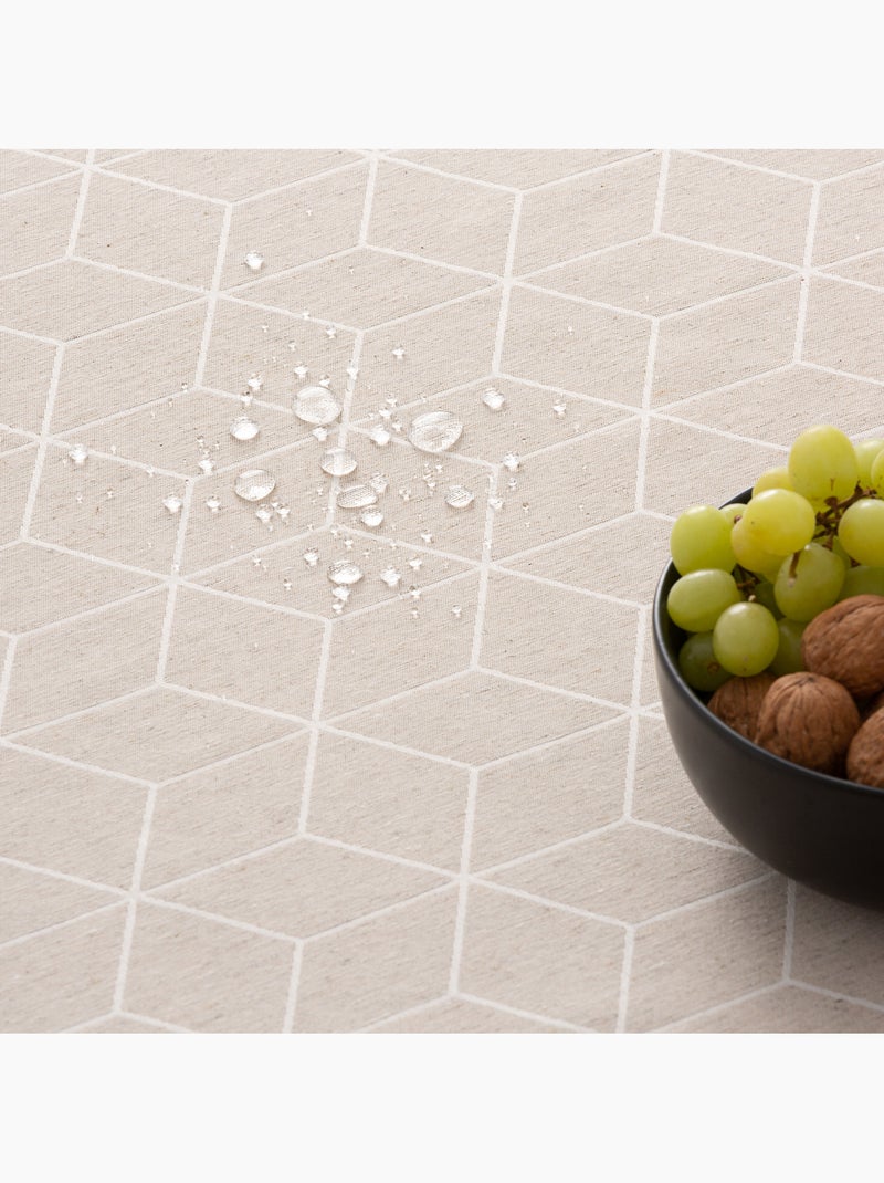 Mantel antimanchas con tejido texturizado, diseño geométrico -  Gamusi. Lino - Kiabi