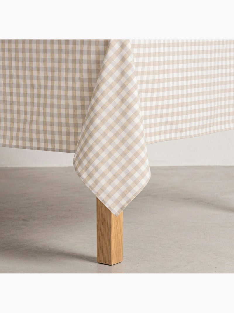 Mantel antimanchas de cuadros vichy. Algodón tejido, tacto natural - Gamusi. Lino - Kiabi