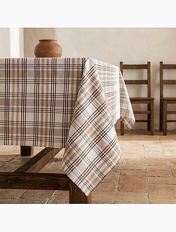 Mantel antimanchas diseño tartán, tacto y caída natural - Gamusi.