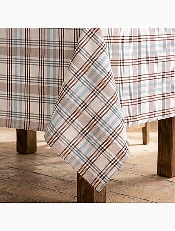Mantel antimanchas diseño tartán, tacto y caída natural - Gamusi.