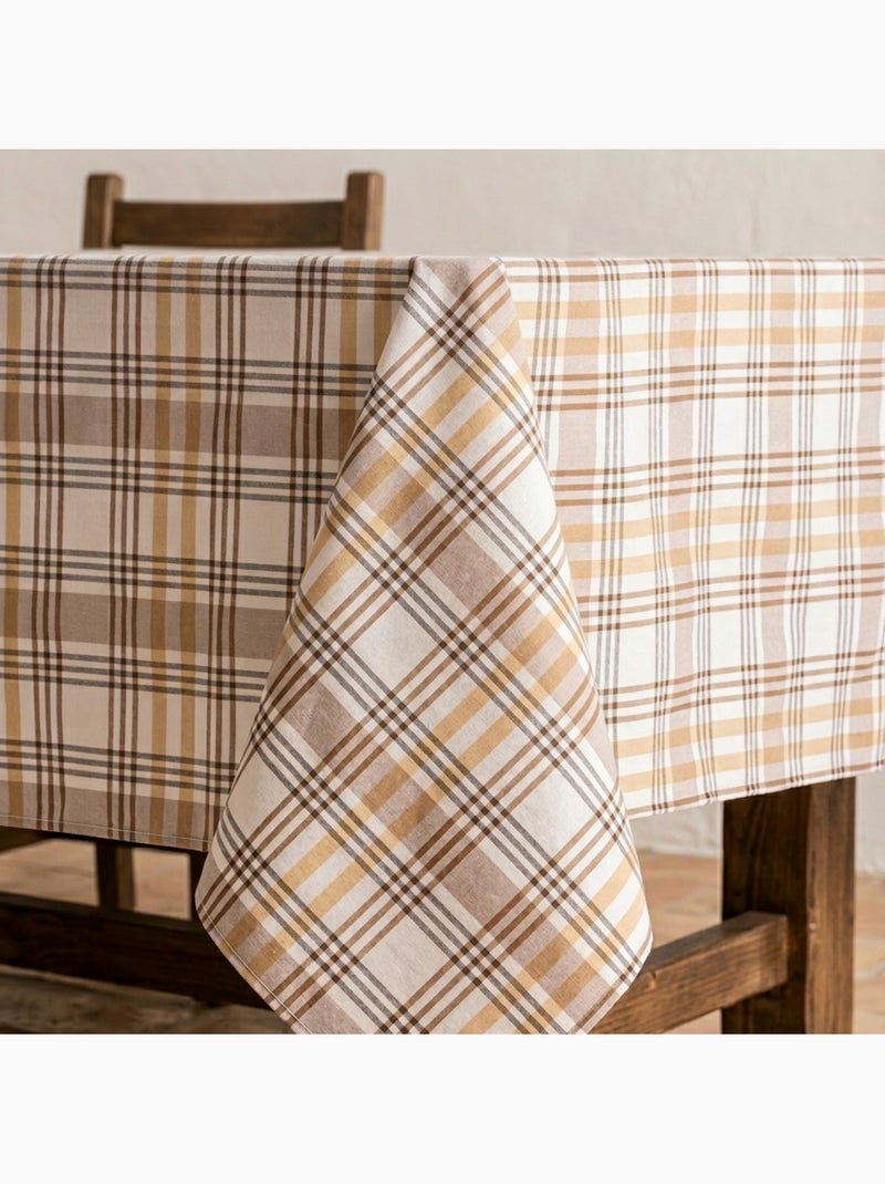 Mantel antimanchas diseño tartán, tacto y caída natural - Gamusi. Beige - Kiabi