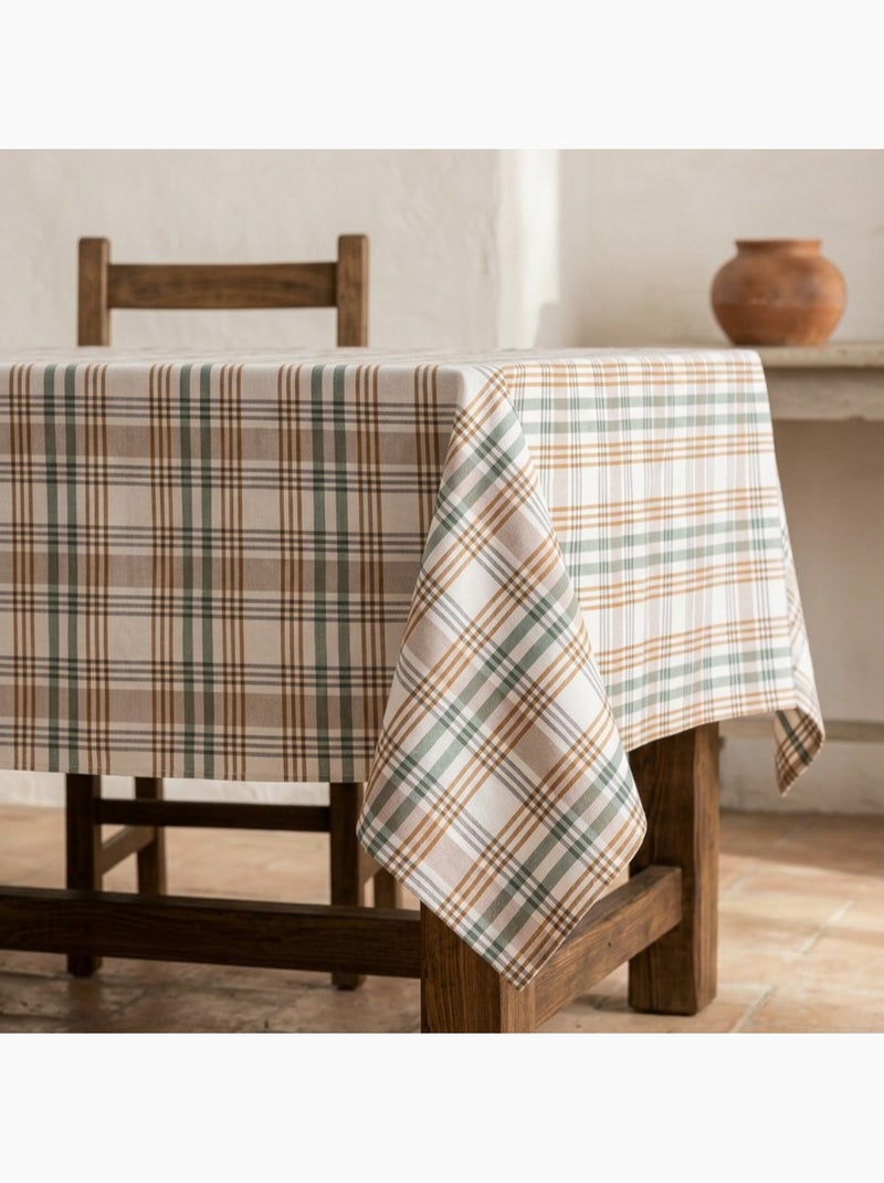 Mantel antimanchas diseño tartán, tacto y caída natural - Gamusi. Verde agua - Kiabi