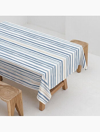 Mantel antimanchas estampado estilo mediterráneo, diseño a rayas - Gamusi.