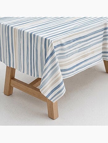 Mantel antimanchas estampado estilo mediterráneo, diseño a rayas - Gamusi.
