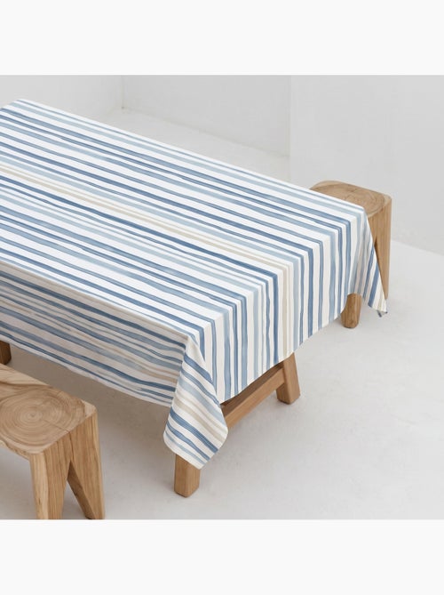 Mantel antimanchas estampado estilo mediterráneo, diseño a rayas - Gamusi. - Kiabi Mantel antimanchas estampado estilo mediterráneo, diseño a rayas - Gamusi. - Kiabi