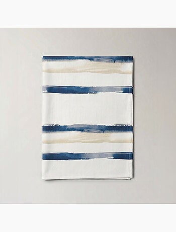 Mantel antimanchas estampado estilo mediterráneo, diseño a rayas anchas - Gamusi.