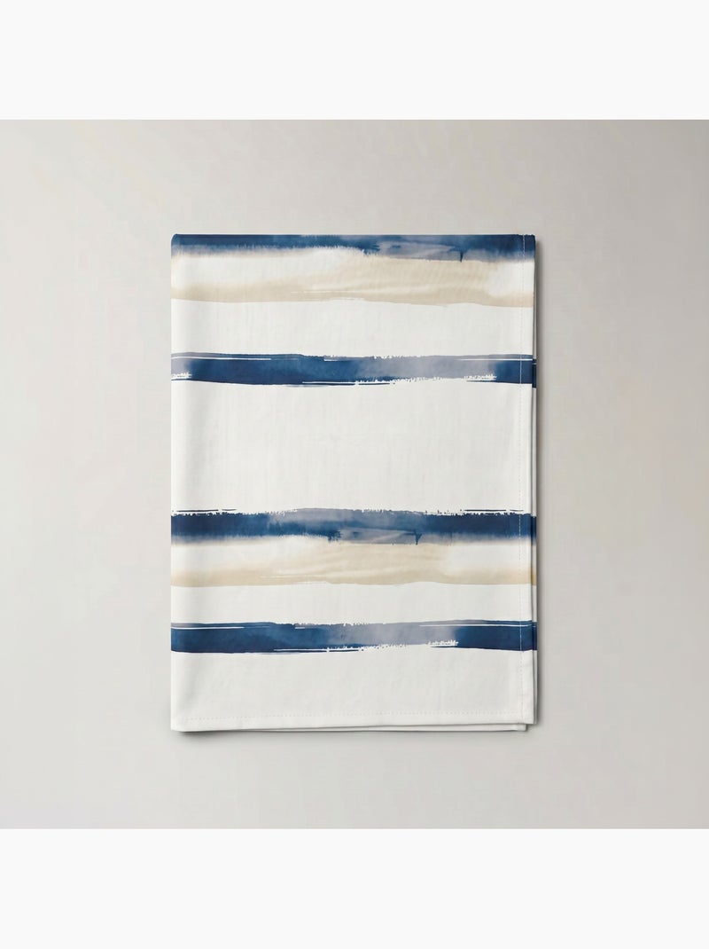 Mantel antimanchas estampado estilo mediterráneo, diseño a rayas anchas - Gamusi. Azul - Kiabi