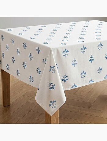 Mantel antimanchas estampado estilo mediterráneo, diseño floral - Gamusi.
