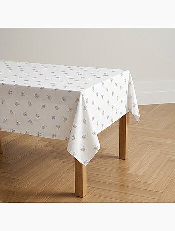 Mantel antimanchas estampado estilo mediterráneo, diseño floral - Gamusi.