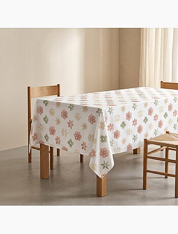 Mantel antimanchas estampado estilo mediterráneo, diseño floral - Gamusi.