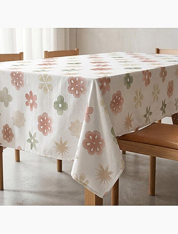 Mantel antimanchas estampado estilo mediterráneo, diseño floral - Gamusi.