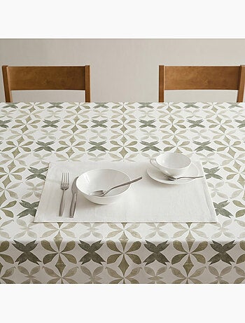 Mantel antimanchas estampado estilo mediterráneo, diseño geométrico - Gamusi.