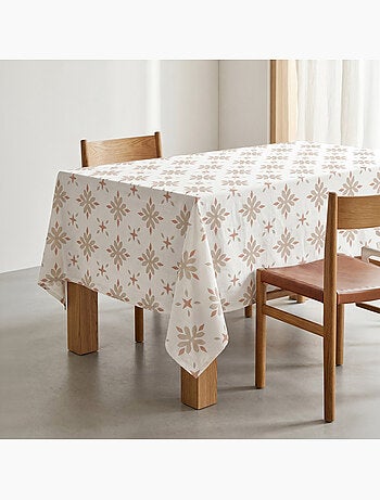 Mantel antimanchas estampado estilo mediterráneo, diseño geométrico floral - Gamusi.