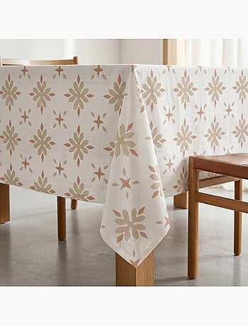 Mantel antimanchas estampado estilo mediterráneo, diseño geométrico floral - Gamusi.