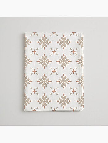 Mantel antimanchas estampado estilo mediterráneo, diseño geométrico floral - Gamusi.
