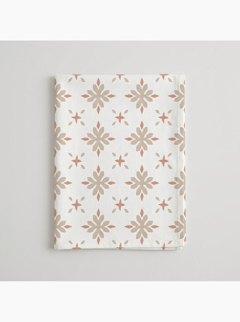 Mantel antimanchas estampado estilo mediterráneo, diseño geométrico floral - Gamusi. Ladrillo - Kiabi