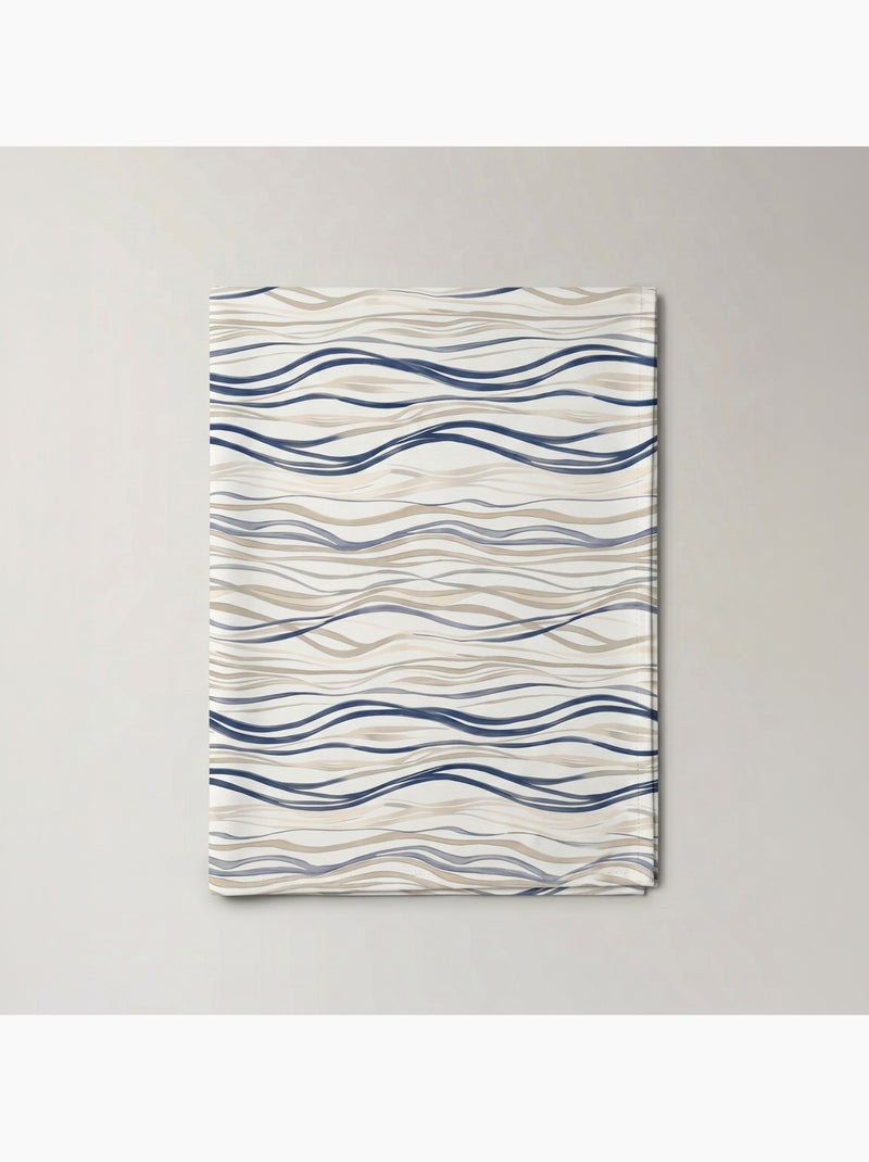 Mantel antimanchas estampado estilo mediterráneo, diseño rayas asimétricas - Gamusi. Azul - Kiabi