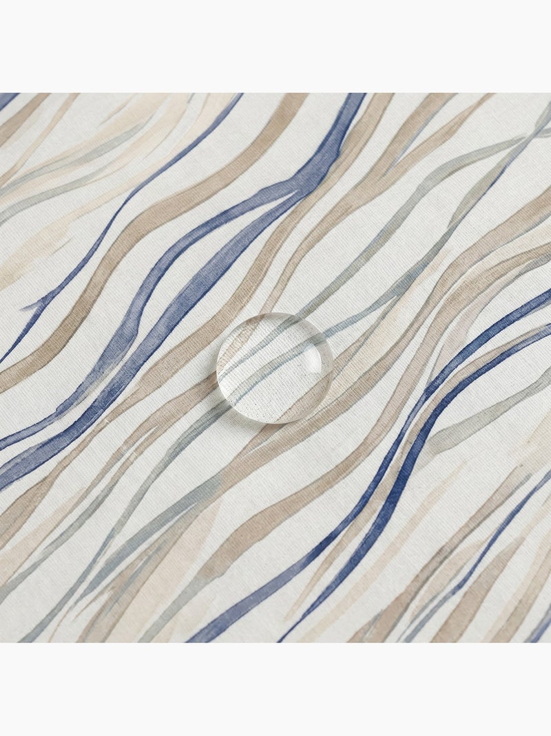 Mantel antimanchas estampado estilo mediterráneo, diseño rayas asimétricas - Gamusi. Azul - Kiabi