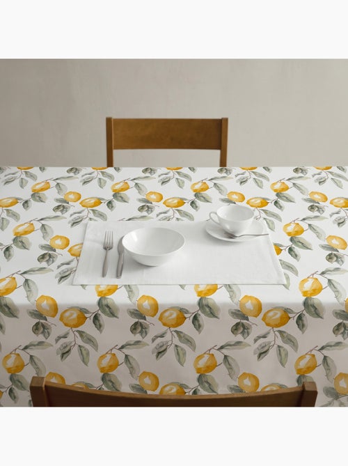 Mantel antimanchas estampado estilo mediterráneo, patrón de limones - Gamusi. - Kiabi Mantel antimanchas estampado estilo mediterráneo, patrón de limones - Gamusi. - Kiabi