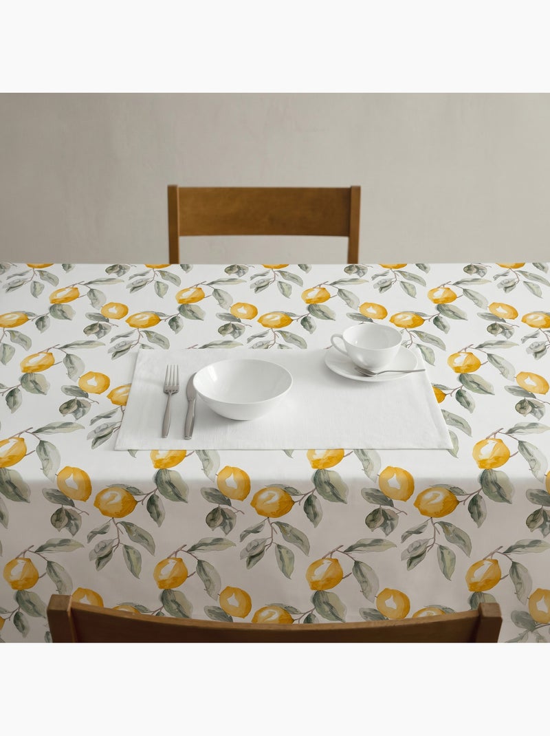 Mantel antimanchas estampado estilo mediterráneo, patrón de limones - Gamusi. Verde/Amarillo - Kiabi