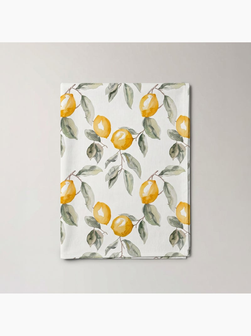Mantel antimanchas estampado estilo mediterráneo, patrón de limones - Gamusi. Verde/Amarillo - Kiabi