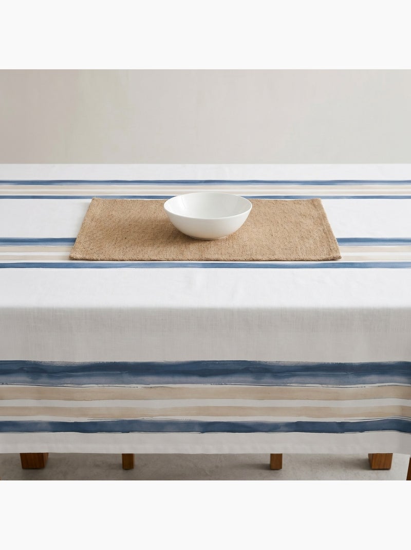 Mantel antimanchas estampado estilo mediterráneo, rayas horizontales - Gamusi. Azul - Kiabi