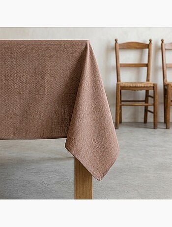 Mantel antimanchas liso, tejido jaspeado. Caida natural, tacto tela - Gamusi.