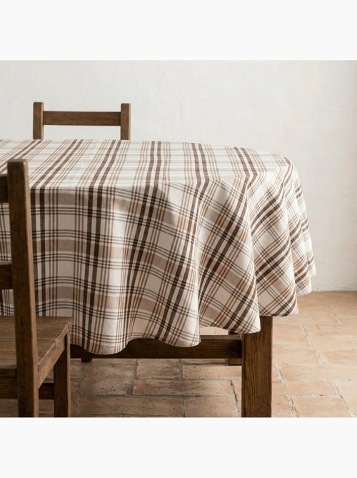 Mantel antimanchas redondo diseño tartán, tacto y caída natural - Gamusi. - Kiabi Mantel antimanchas redondo diseño tartán, tacto y caída natural - Gamusi. - Kiabi