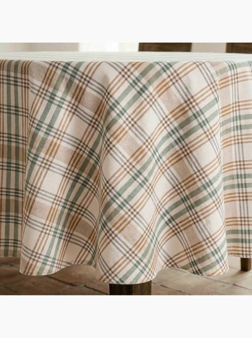 Mantel antimanchas redondo diseño tartán, tacto y caída natural - Gamusi. - Kiabi Mantel antimanchas redondo diseño tartán, tacto y caída natural - Gamusi. - Kiabi