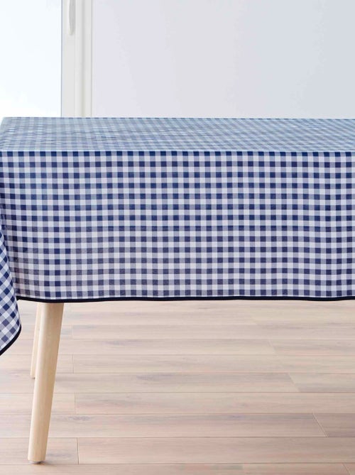 Mantel Cuadrado Antipliegues Vichy Azul Resistente a las Manchas - Kiabi