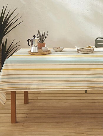 Mantel cuadrado de algodón recubierto con rayas vascas