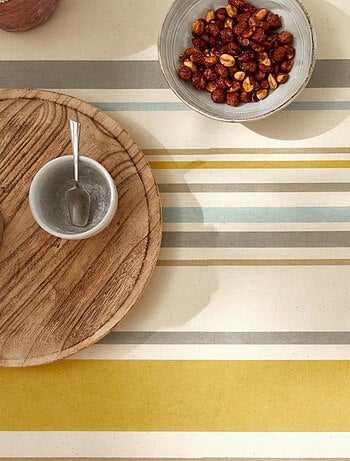 Mantel cuadrado de algodón recubierto con rayas vascas