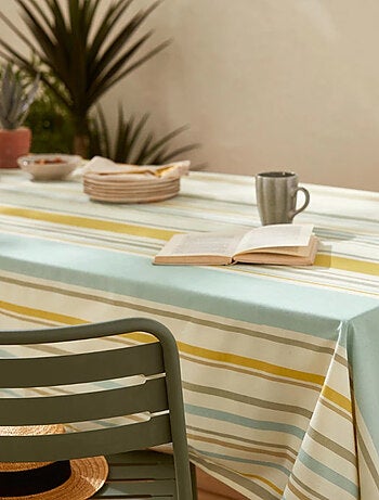 Mantel cuadrado de algodón recubierto con rayas vascas