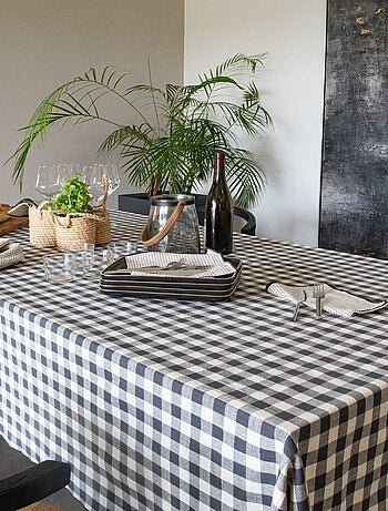 Mantel de algodón con estampado vichy