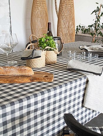 Mantel de algodón con estampado vichy