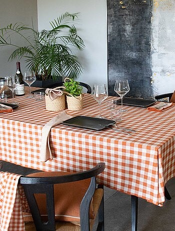 Mantel de algodón con estampado vichy