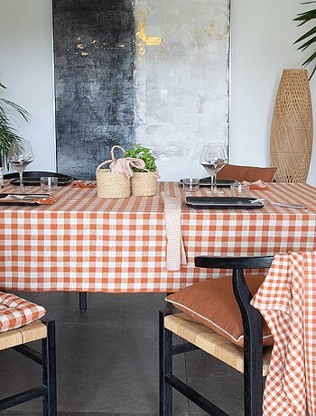 Mantel de algodón con estampado vichy