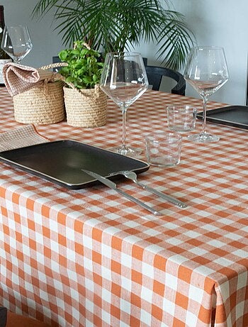 Mantel de algodón con estampado vichy