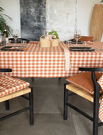 Mantel de algodón con estampado vichy